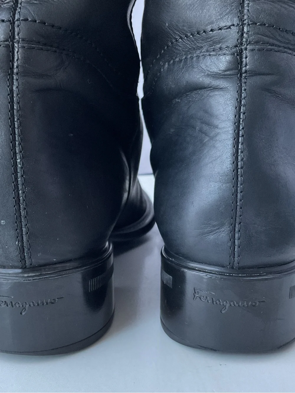Salvatore Ferragamo Classic Black Leather Knee High Riding Boots Women’s Size 9B